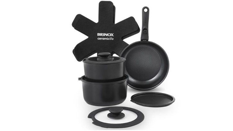 Jogo de Panelas Brinox Ceramic Life (Preto)